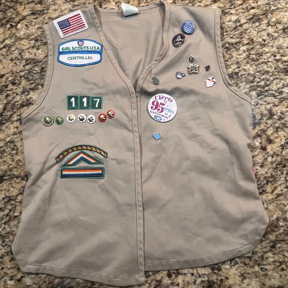 Vintage Girl Scouts Vest Small with Patches & Pins 2000s Collection Camp Badges - Picture 4 of 7